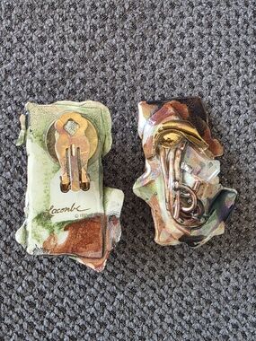 Amy Lacombe Multicolor Iridescent Ceramic Clip-On Earrings